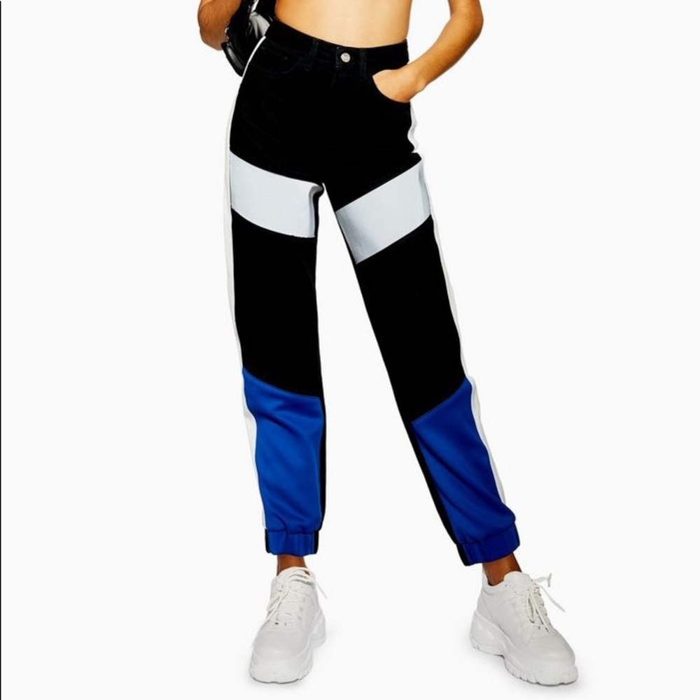 TOPSHOP black paneling biker mom jeans
